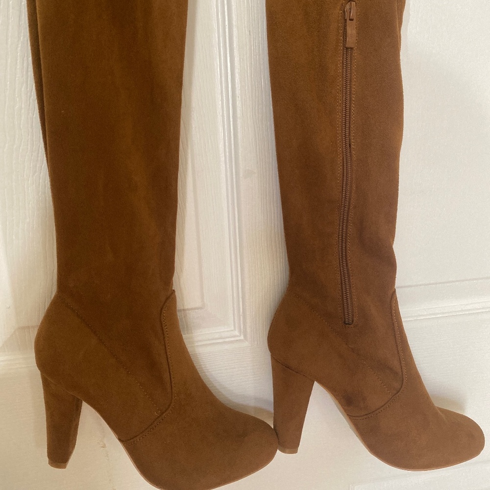 Brown knee high boots